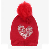 iDO Baby Girls Diamante Hat Scarf Set Red